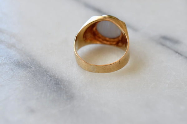 Vintage 18k Gold Lace Agate Ring
