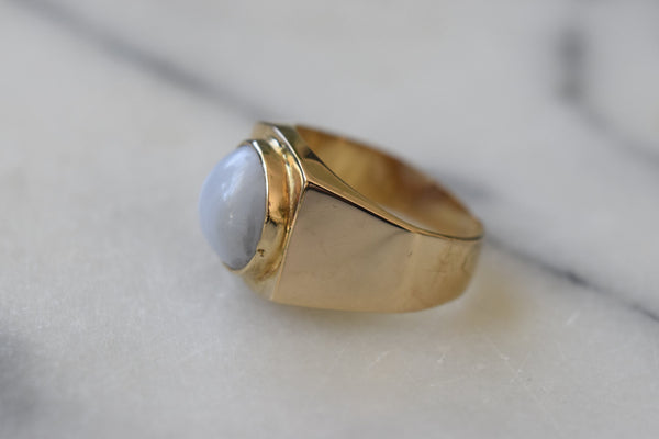 Vintage 18k Gold Lace Agate Ring