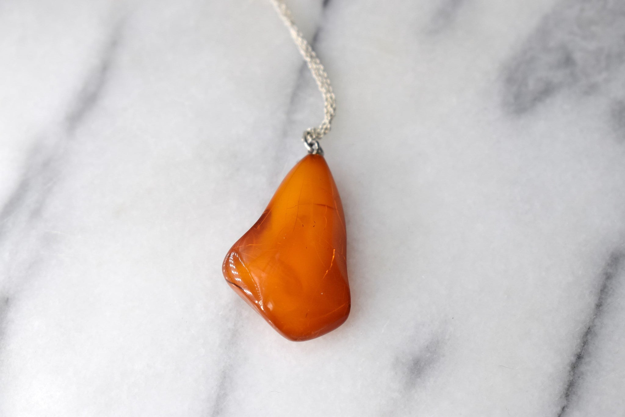 Vintage Amber Pendant with Sterling Silver Bail