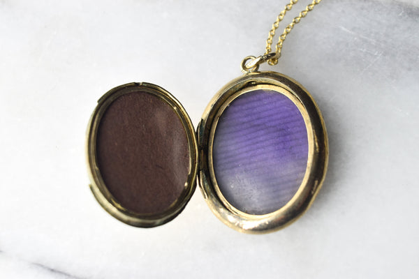 Antique Victorian Mourning Locket 14k Gold Enamel and Seed Pearl Locket
