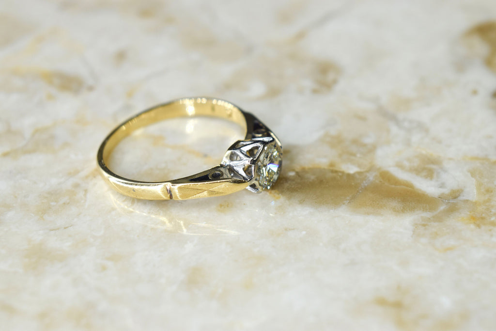 Antique 18k Gold .25ct Bezel Set Diamond Ring