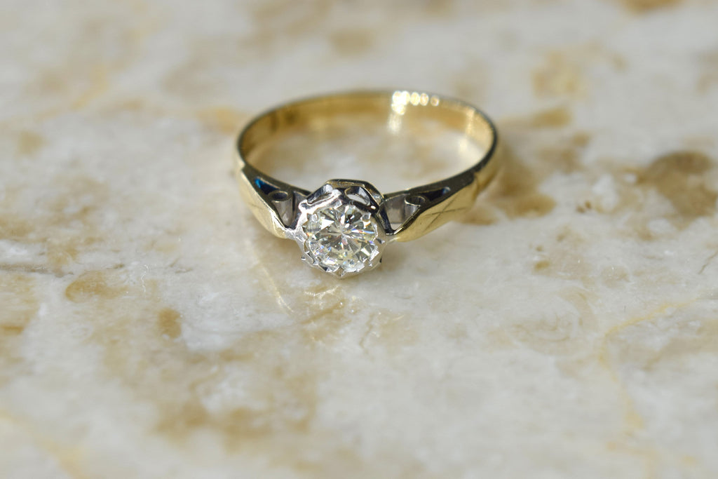 Antique 18k Gold .25ct Bezel Set Diamond Ring