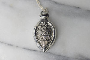 Antique Victorian Sterling Silver Chatelaine Perfume Bottle Pendant