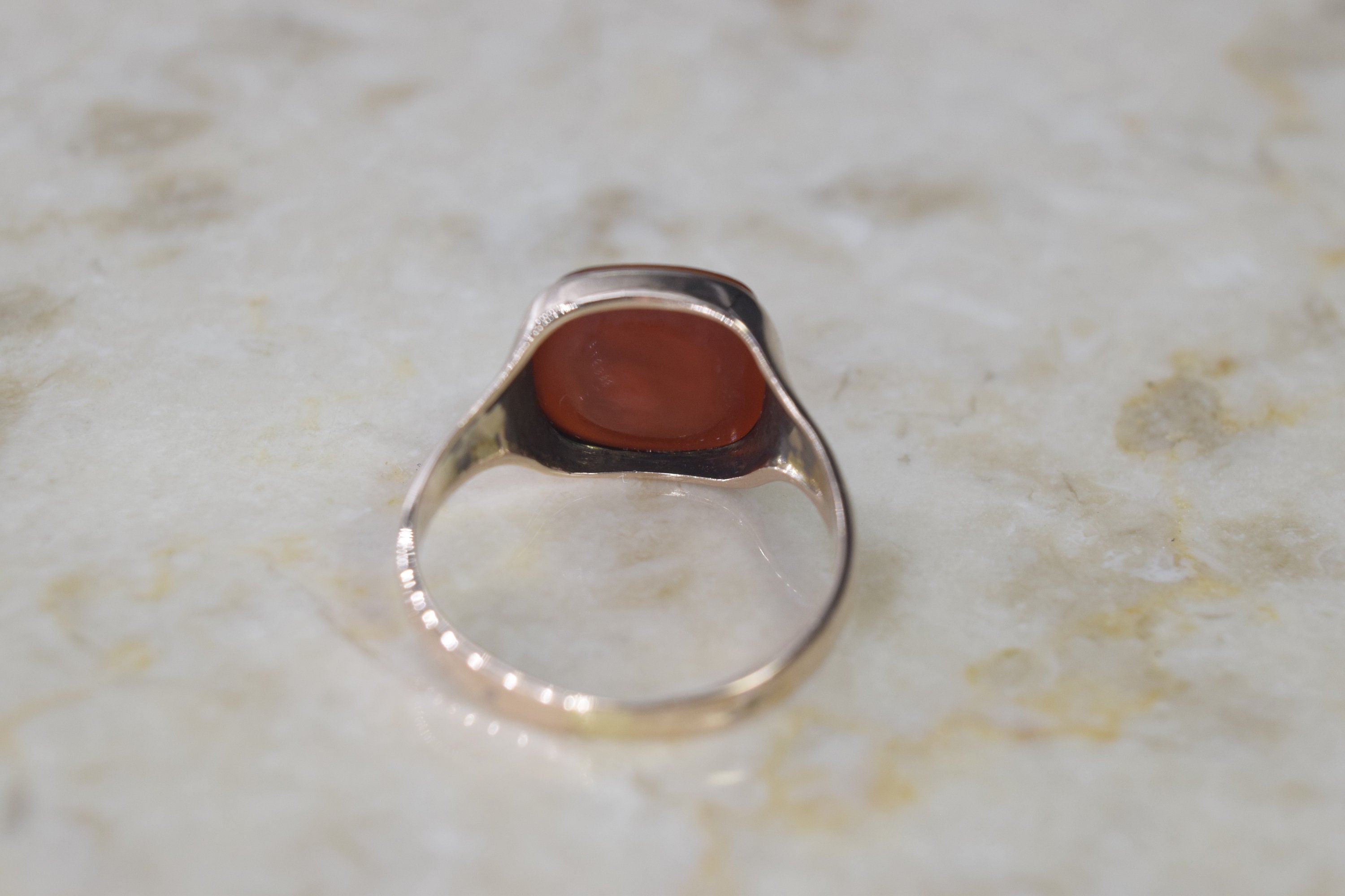 Antique Art Deco 14k Gold Carved Carnelian Egyptian Woman Cameo Ring