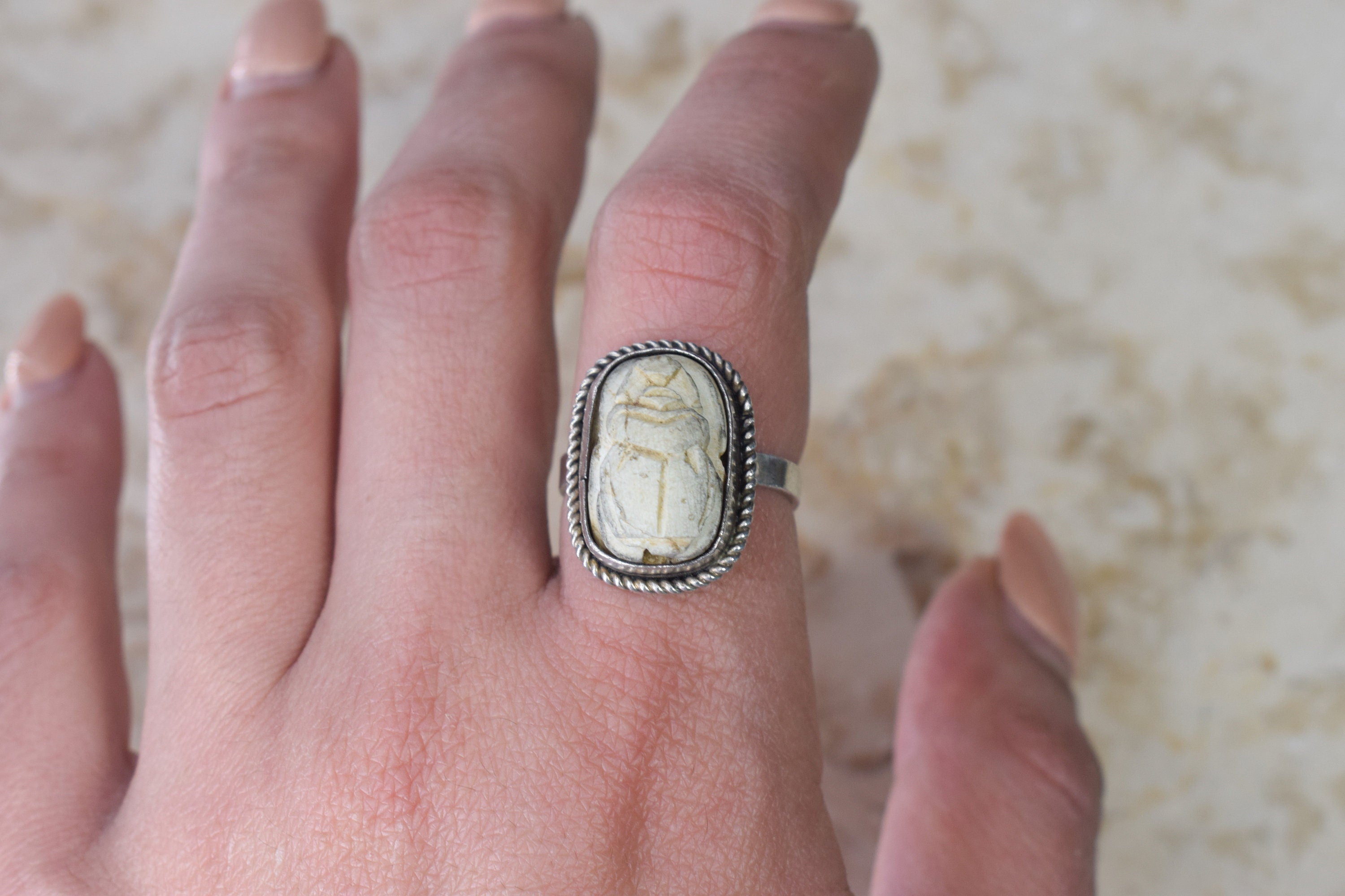 Vintage Egyptian Revival Scarab Ring