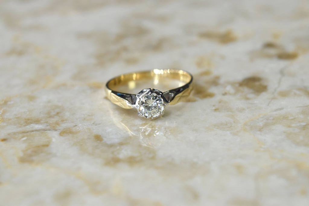 Antique 18k Gold .25ct Bezel Set Diamond Ring