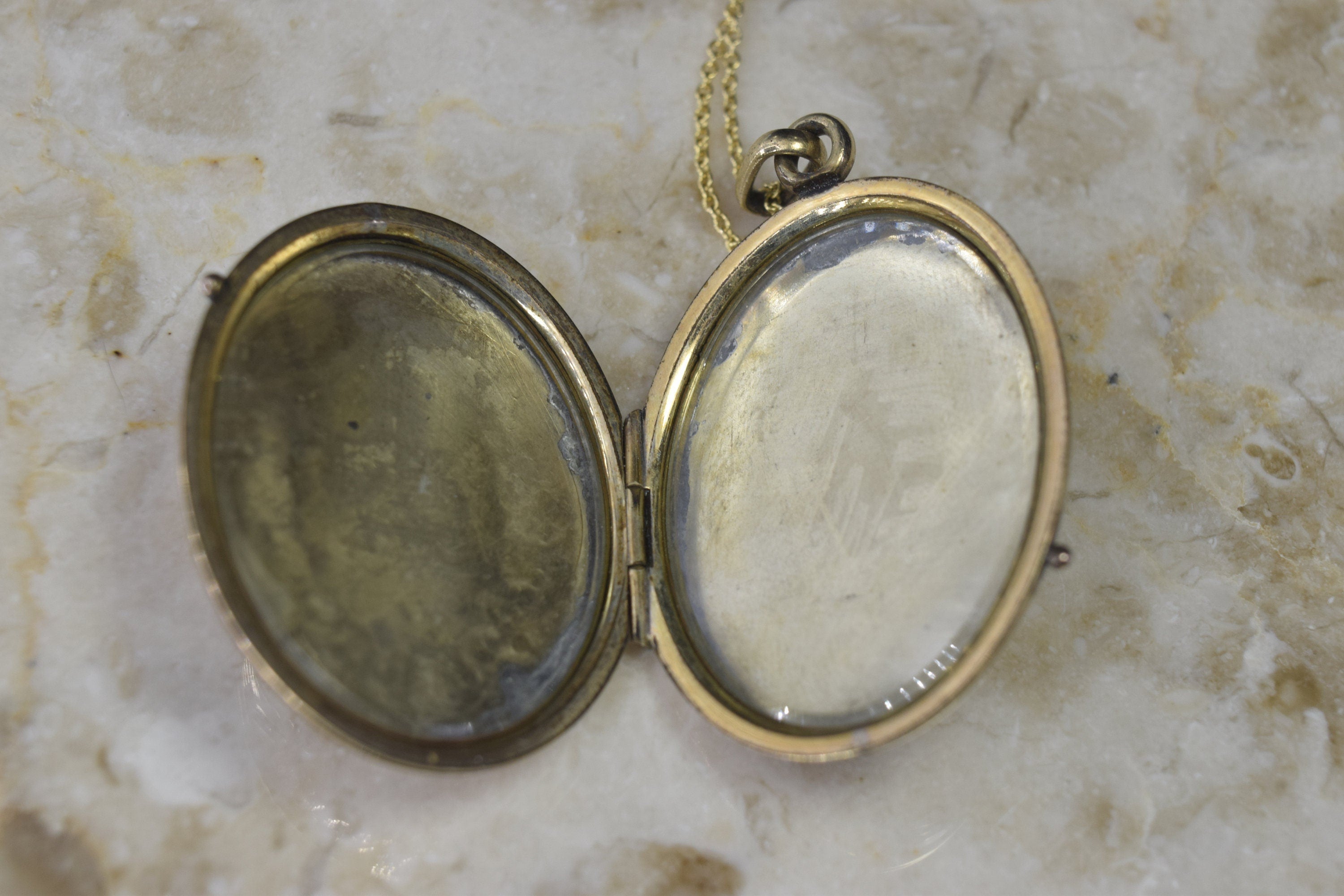 Antique Victorian 14k Gold Locket with Enamel Crown on Book