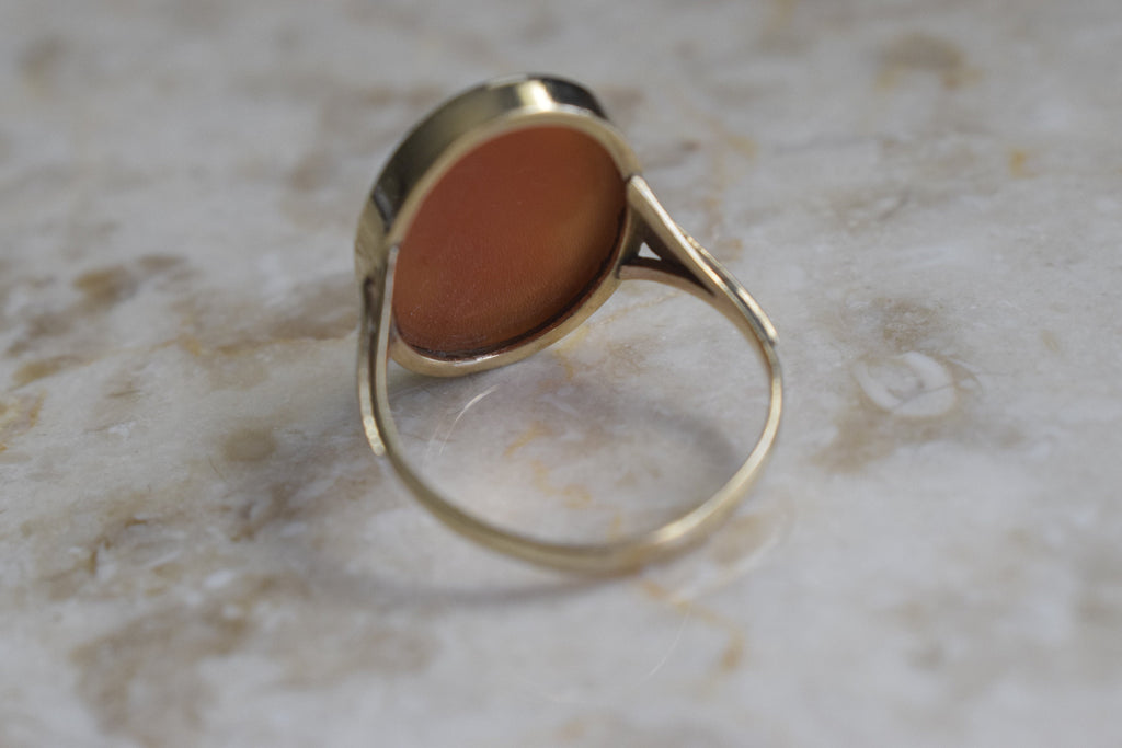 Antique Edwardian 14k Gold Carved Shell Cameo Ring