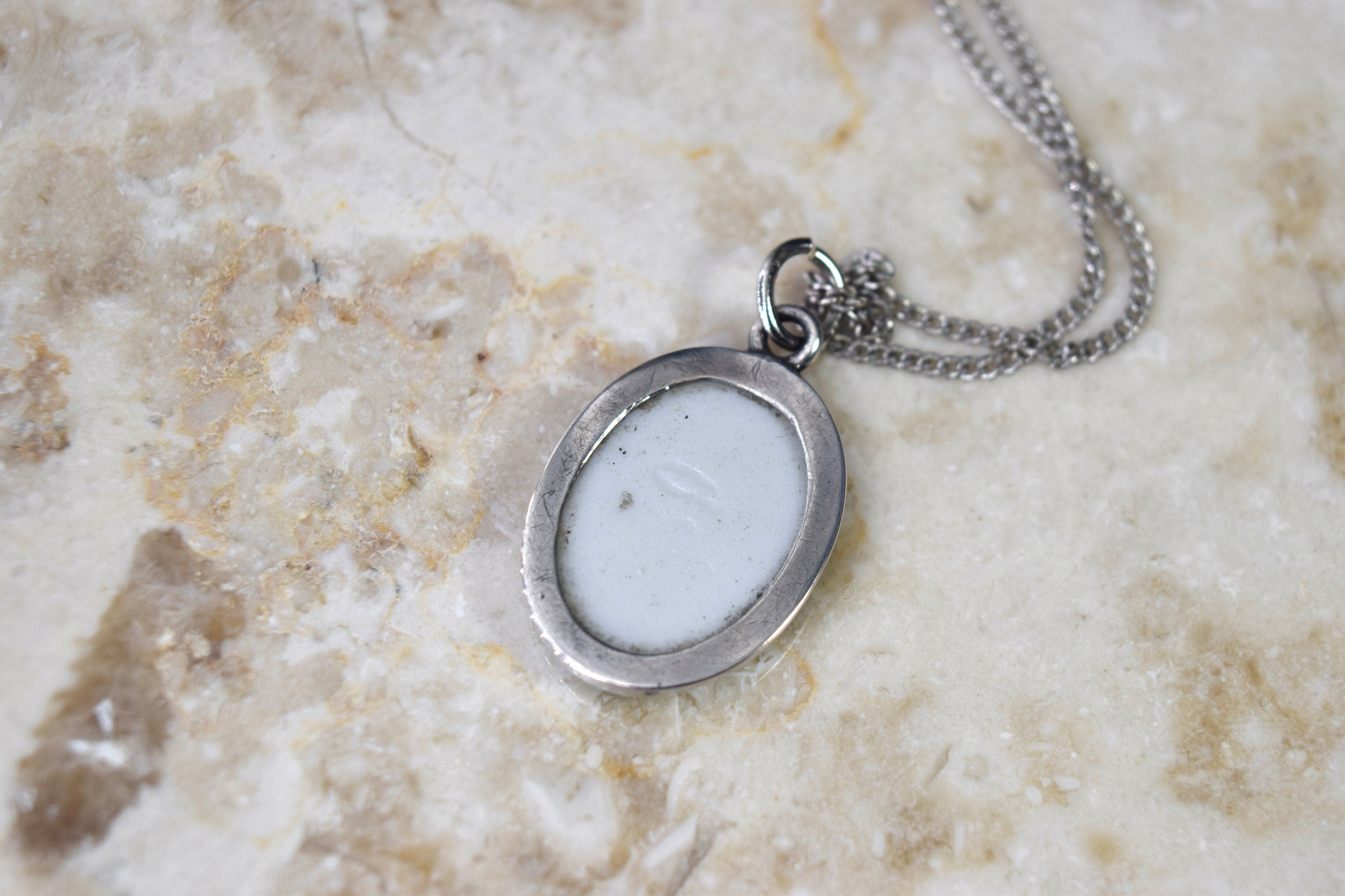 Antique Ceramic Egyptian Woman Painted Portrait c.1900