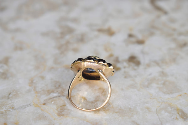 Antique Victorian 12k Gold Garnet Cluster Ring