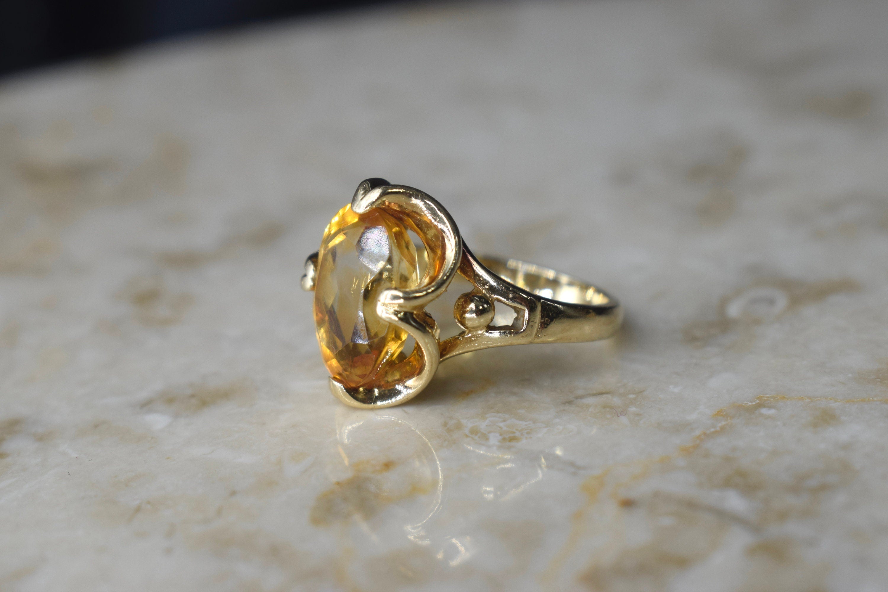 Vintage 14k Gold Citrine Ring