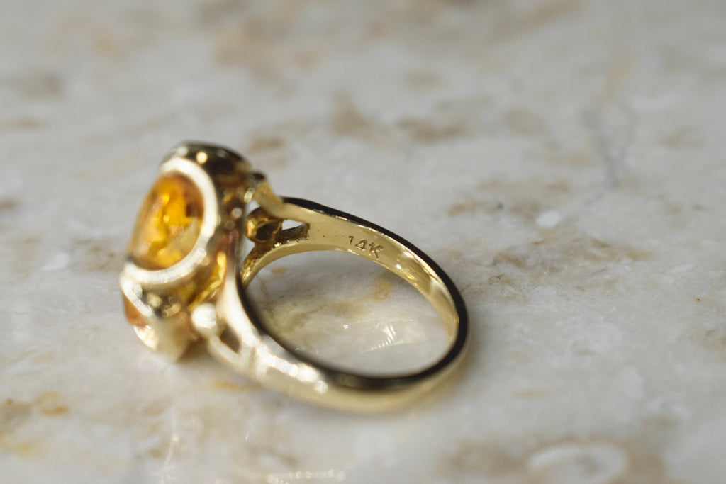 Vintage 14k Gold Citrine Ring