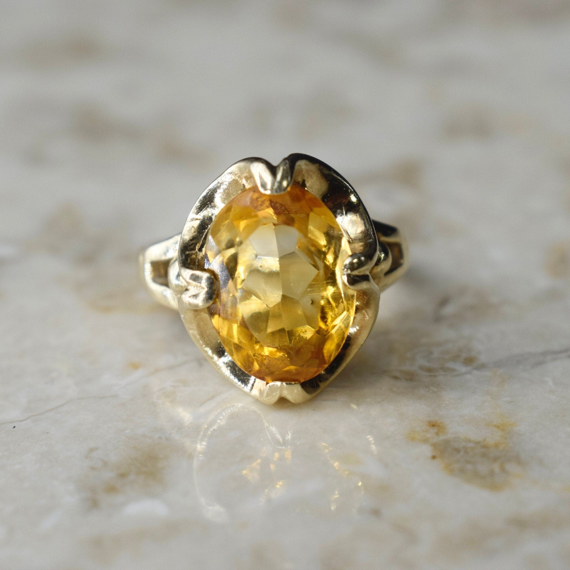 Vintage 14k Gold Citrine Ring