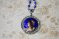 Antique Egyptian Enamel Portrait Necklace Silver with Cut Steel