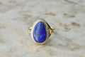 Vintage 14k Gold Lapis Lazuli Ring with Seed Pearls