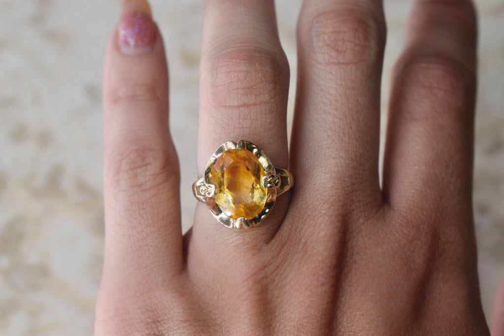 Vintage 14k Gold Citrine Ring