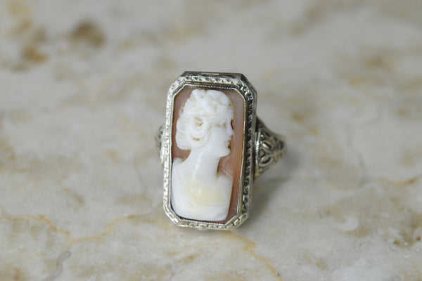 Antique Art Deco Cameo Ring with Locket Compartment