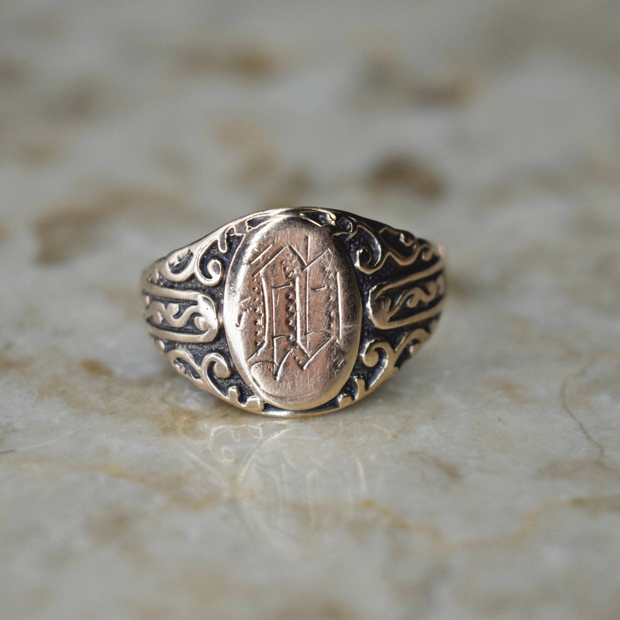 Antique 14k Gold M Monogram Ring