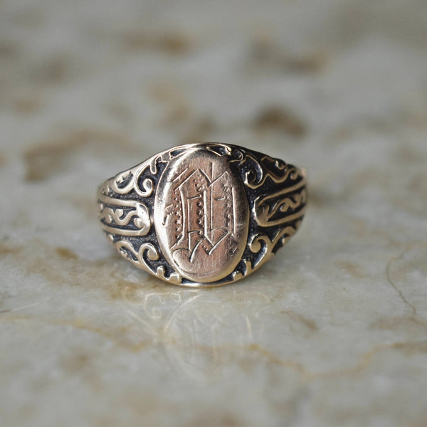 Antique 14k Gold M Monogram Ring