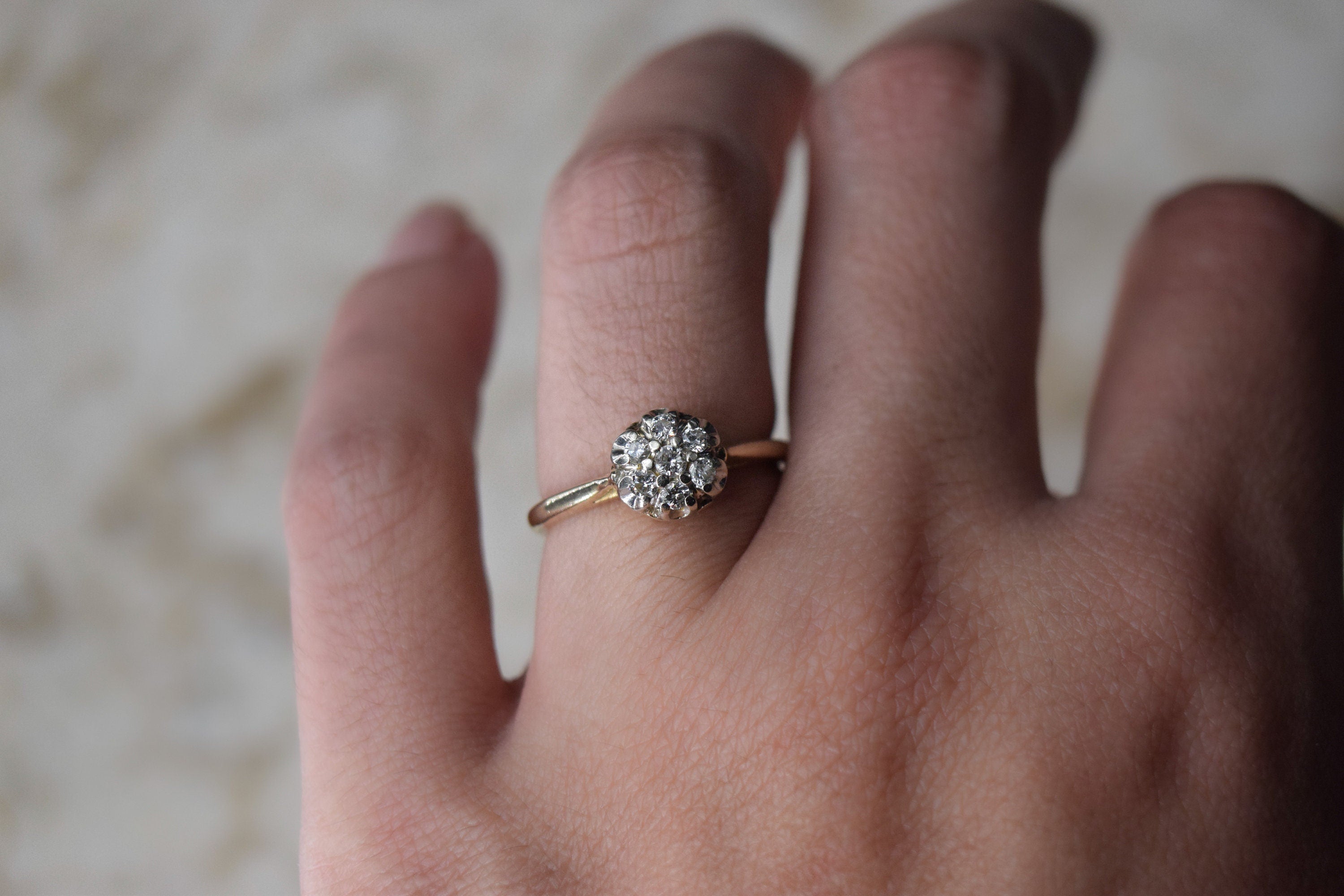 Vintage Mid-Century Diamond Cluster Ring