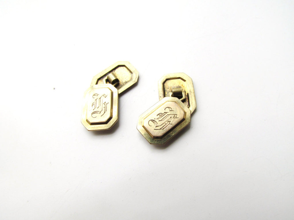 Antique Cuff Links / Gold Filled Art Deco Cuff Links Monogram H c.1920