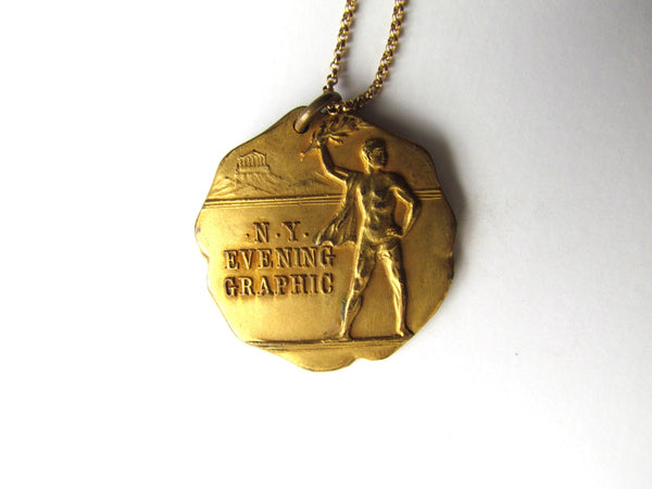 Antique Running Medal / NY Evening Graphic 1st Annul Punch Ball Championship 1926