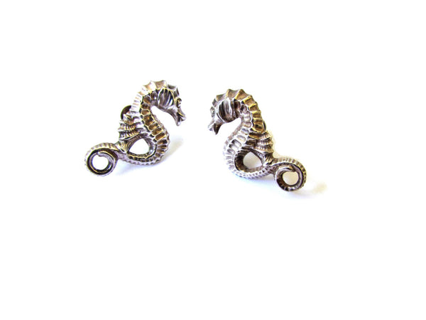 SALE- Vintage Seahorse Earrings Marked BAU Sterling c.1950