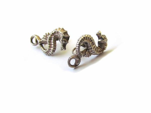 SALE- Vintage Seahorse Earrings Marked BAU Sterling c.1950