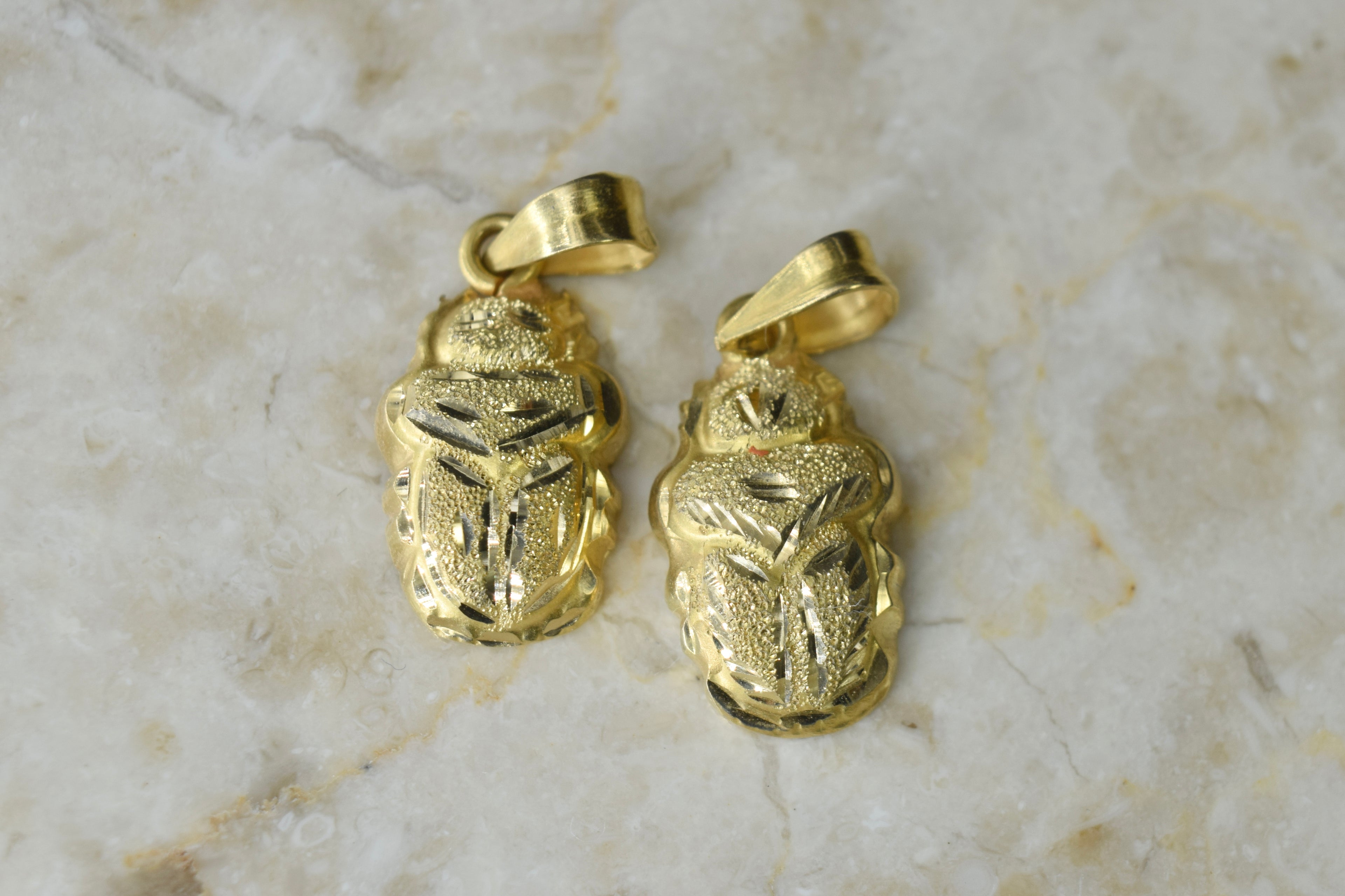 Modern 18k Gold Double Sided Scarab Ankh Charm